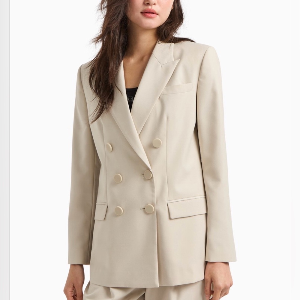 NWT Armani Exchange women’s beige double breasted blazer size 14